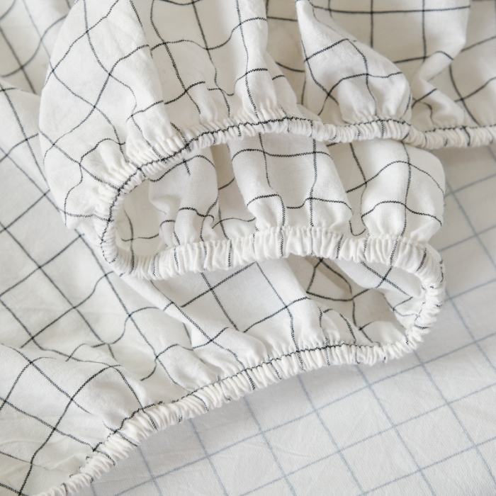 91家纺网 家纺一手货源 找家纺 床笠人家 2023新款全棉水洗棉防水床笠 白小格