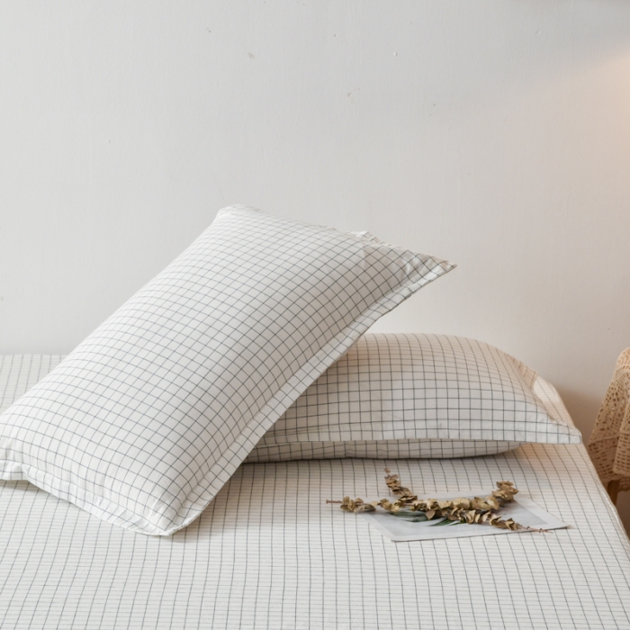 91家纺网 家纺一手货源 找家纺 床笠人家 2023新款全棉水洗棉防水床笠 白小格