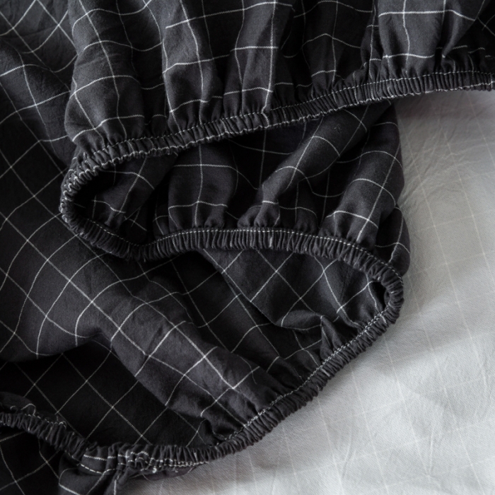 91家纺网 家纺一手货源 找家纺 床笠人家 2023新款全棉水洗棉防水床笠 灰小格