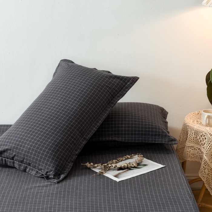 91家纺网 家纺一手货源 找家纺 床笠人家 2023新款全棉水洗棉防水床笠 灰小格