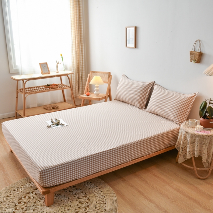 91家纺网 家纺一手货源 找家纺 床笠人家 2023新款全棉水洗棉防水床笠 米小格