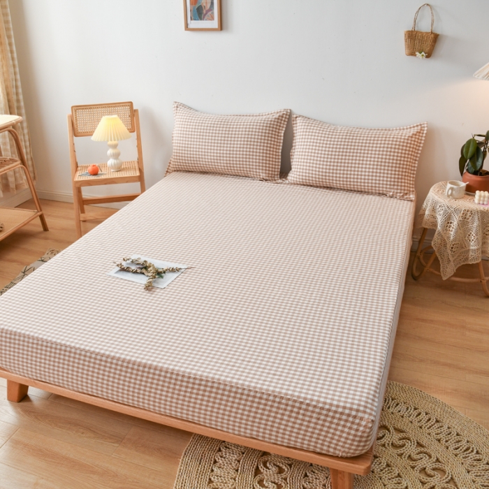 91家纺网 家纺一手货源 找家纺 床笠人家 2023新款全棉水洗棉防水床笠 米小格