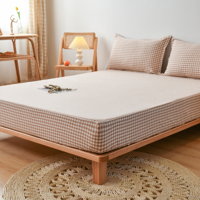 91家纺网 家纺一手货源 找家纺 床笠人家 2023新款全棉水洗棉防水床笠 米小格