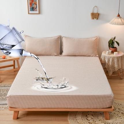 床笠人家 2023新款全棉水洗棉防水床笠 米小格