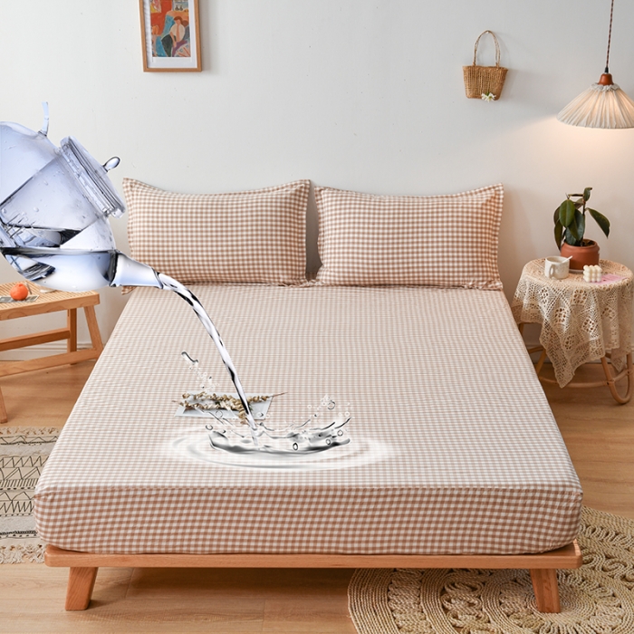 91家纺网 家纺一手货源 找家纺 床笠人家 2023新款全棉水洗棉防水床笠 米小格