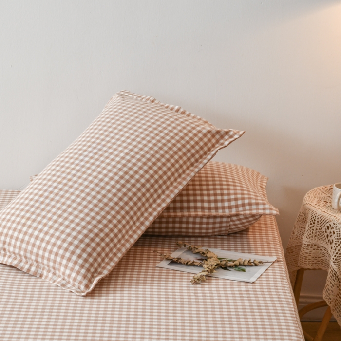 91家纺网 家纺一手货源 找家纺 床笠人家 2023新款全棉水洗棉防水床笠 米小格