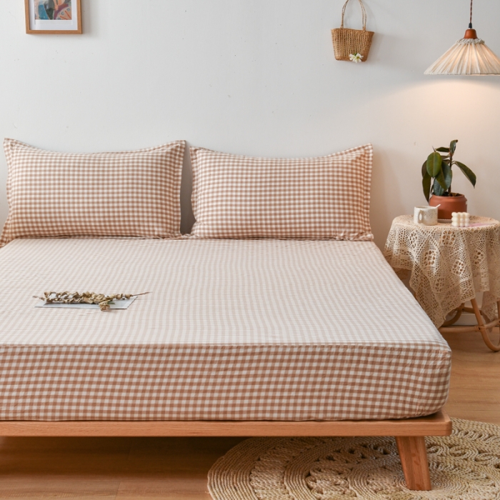 91家纺网 家纺一手货源 找家纺 床笠人家 2023新款全棉水洗棉防水床笠 米小格