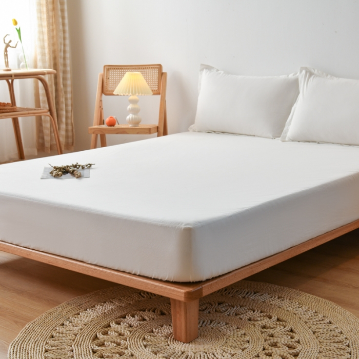 91家纺网 家纺一手货源 找家纺 床笠人家 2023新款全棉水洗棉防水床笠 雪山白