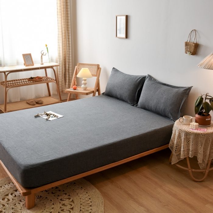 91家纺网 家纺一手货源 找家纺 床笠人家 2023新款全棉水洗棉防水床笠 珍珠灰