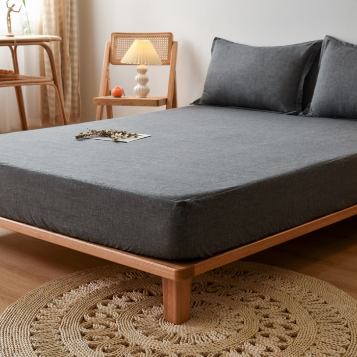 91家纺网 家纺一手货源 找家纺 床笠人家 2023新款全棉水洗棉防水床笠 珍珠灰