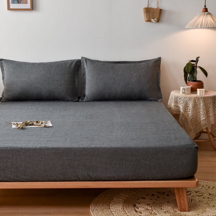 91家纺网 家纺一手货源 找家纺 床笠人家 2023新款全棉水洗棉防水床笠 珍珠灰