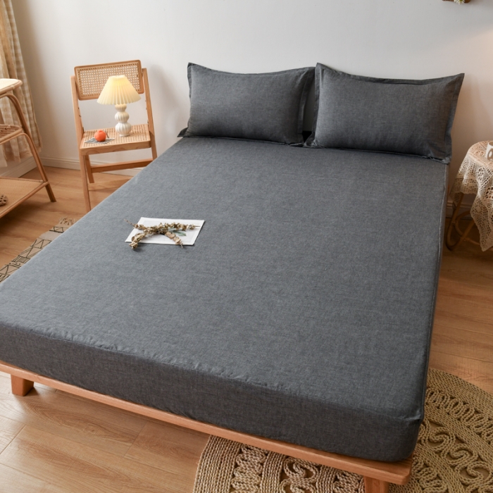 91家纺网 家纺一手货源 找家纺 床笠人家 2023新款全棉水洗棉防水床笠 珍珠灰