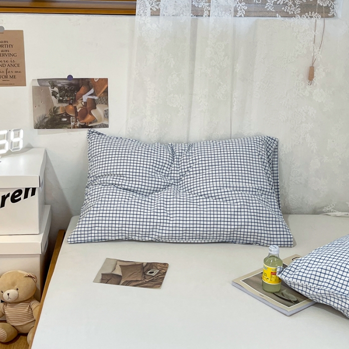 91家纺网 家纺一手货源 找家纺 安莱生活 2021新款水洗棉全棉单枕套 清新雾蓝格