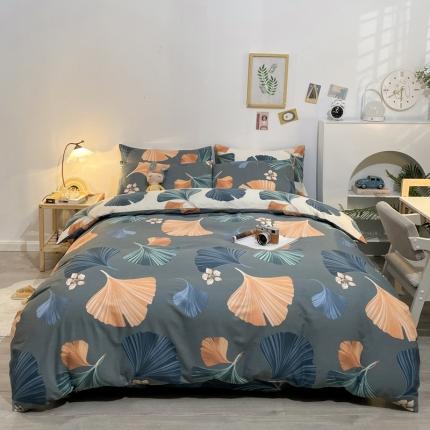 91家纺网 家纺一手货源 找家纺 芊寻家居 2024年新款全棉印花13372四件套 优雅生活 灰