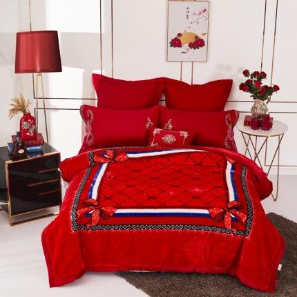 91家纺网 家纺一手货源 找家纺 凯轩毛毛毯毯子 2024新款婚庆云毛毯毯子 爱转角