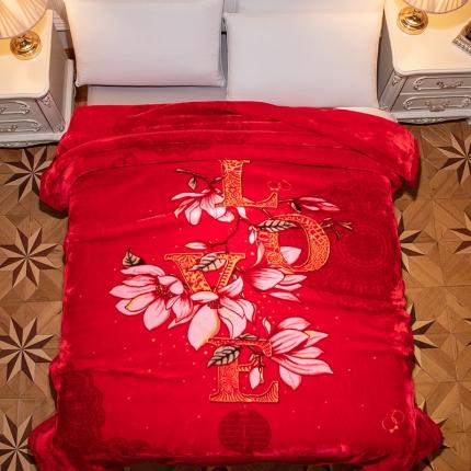 91家纺网 家纺一手货源 找家纺 凯轩毛毛毯毯子 2024新款婚庆云毛毯毯子 花语情