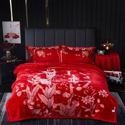 91家纺网 家纺一手货源 找家纺 凯轩毛毛毯毯子 2024新款婚庆云毛毯毯子 锦上添花