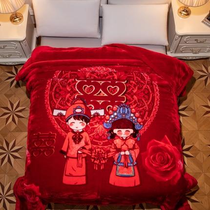 91家纺网 家纺一手货源 找家纺 凯轩毛毛毯毯子 2024新款婚庆云毛毯毯子 美好良缘