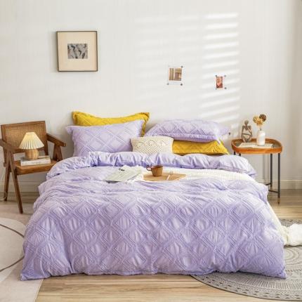 91家纺网 家纺一手货源 找家纺 仟网汇 2021新款韩式剪花四件套 浅紫