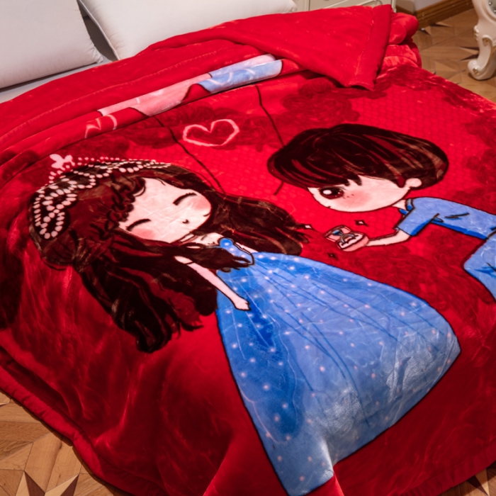 91家纺网 家纺一手货源 找家纺 凯轩毛毛毯毯子 2024新款婚庆云毛毯毯子 情谊浓浓