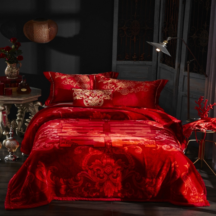 91家纺网 家纺一手货源 找家纺 凯轩毛毛毯毯子 2024新款婚庆云毛毯毯子 我家有喜