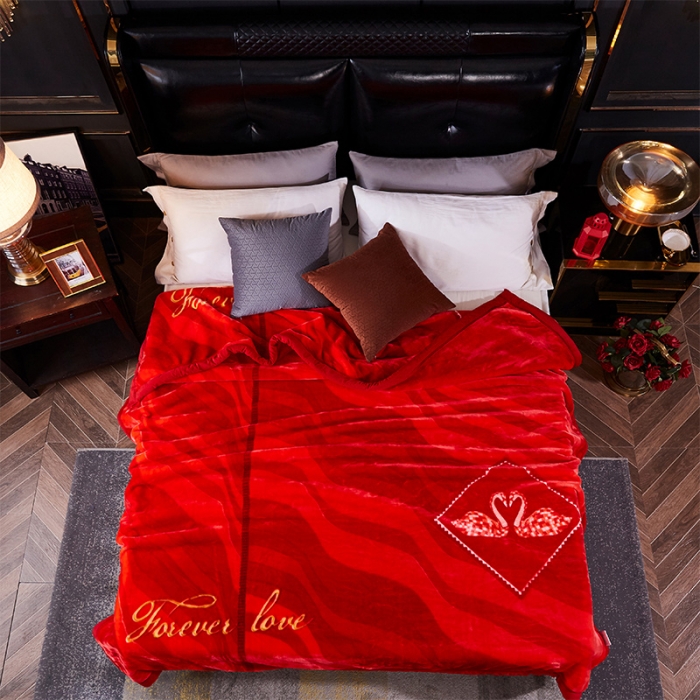 91家纺网 家纺一手货源 找家纺 凯轩毛毛毯毯子 2024新款婚庆云毛毯毯子 相思