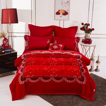 凯轩毛毛毯毯子 2024新款婚庆云毛毯毯子 心相映