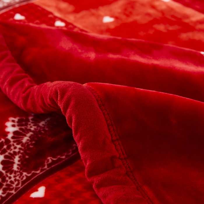 91家纺网 家纺一手货源 找家纺 凯轩毛毛毯毯子 2024新款婚庆云毛毯毯子 心相映