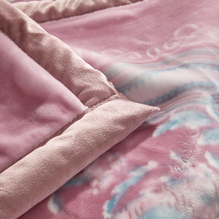91家纺网 家纺一手货源 找家纺 凯轩毛毛毯毯子 2024新款婚庆云毛毯毯子 胭脂粉