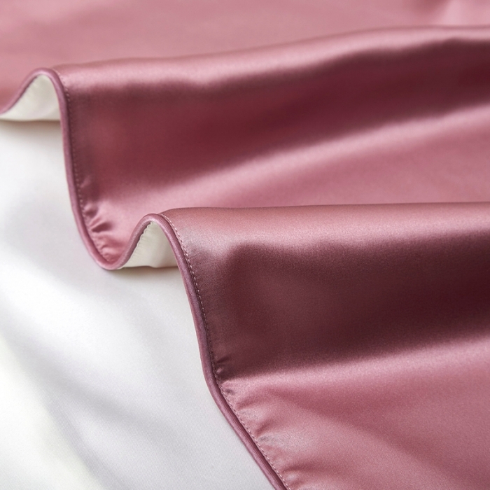 91家纺网 家纺一手货源 找家纺 雅韵诗真丝馆 2023新款滚边枕套（不退换） 豆沙紫48*74cm一只