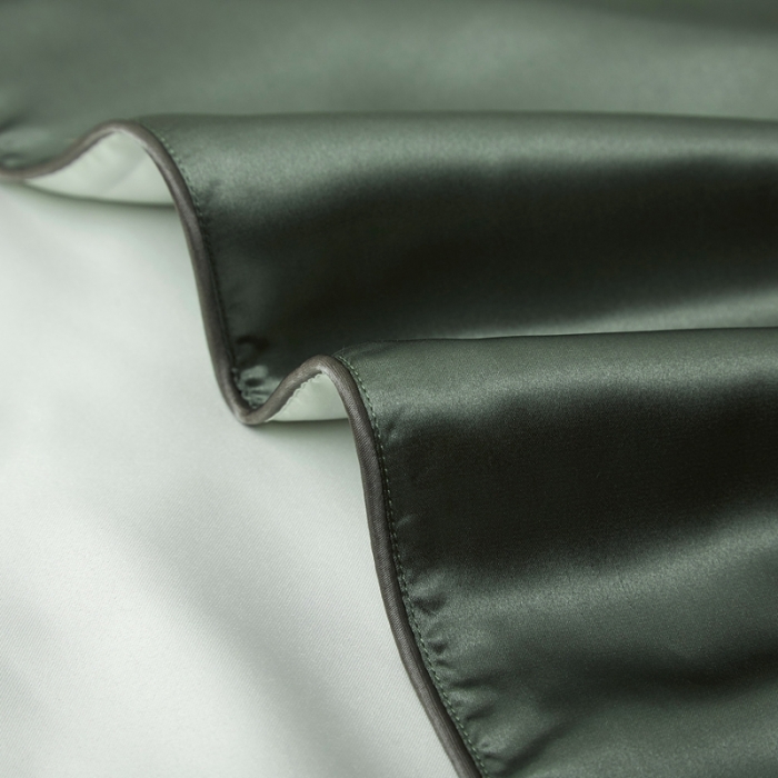 91家纺网 家纺一手货源 找家纺 雅韵诗真丝馆 2023新款滚边枕套（不退换） 橄榄绿48*74cm一只