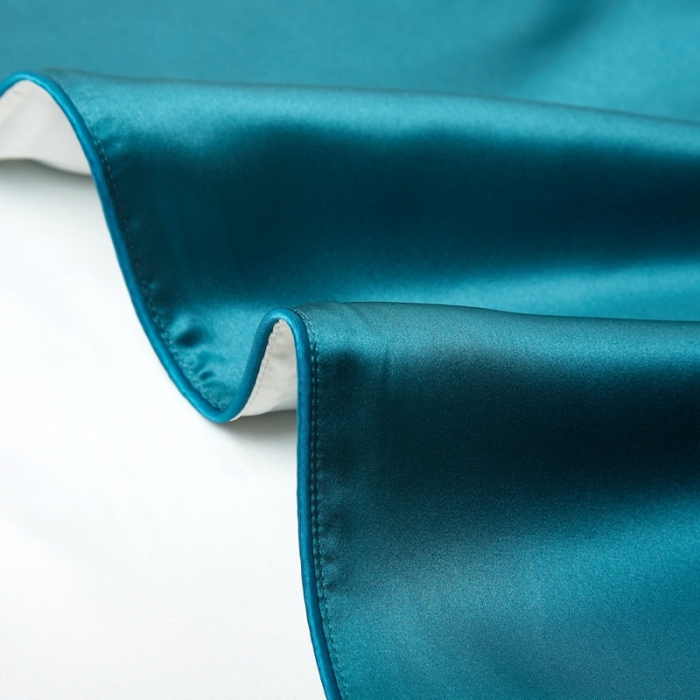 91家纺网 家纺一手货源 找家纺 雅韵诗真丝馆 2023新款滚边枕套（不退换） 孔雀蓝48*74cm一只