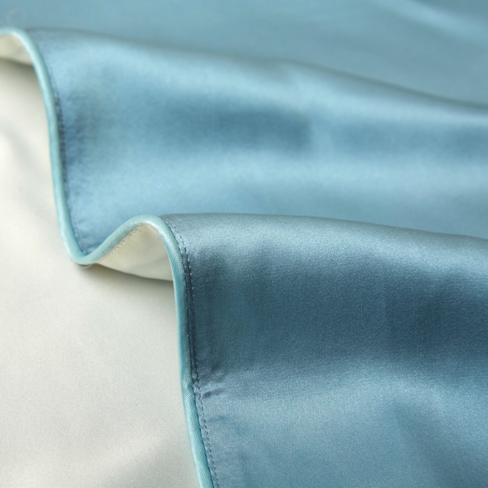 91家纺网 家纺一手货源 找家纺 雅韵诗真丝馆 2023新款滚边枕套（不退换） 雾霾蓝48*74cm一只