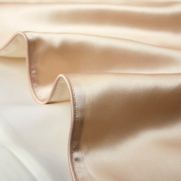 91家纺网 家纺一手货源 找家纺 雅韵诗真丝馆 2023新款滚边枕套（不退换） 香槟金48*74cm一只