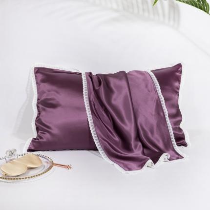 91家纺网 家纺一手货源 找家纺 雅韵诗 2023新款蕾丝花边枕套（不退换） 魅惑紫48*74cm一只