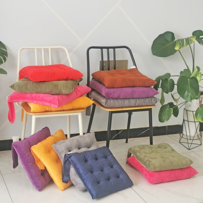 91家纺网 家纺一手货源 找家纺 水晶绒方款绑带坐垫防滑保暖垫子椅子垫沙发垫汽车座垫跨境电商