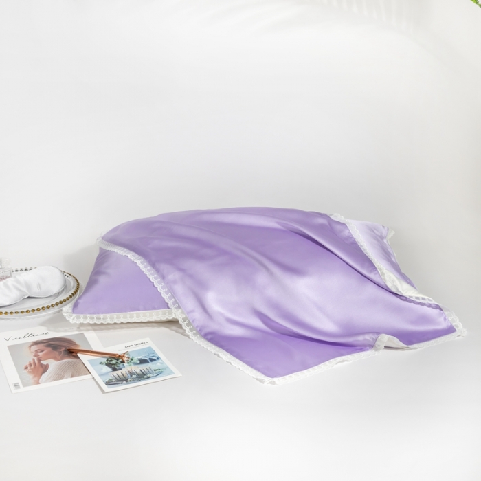 91家纺网 家纺一手货源 找家纺 雅韵诗 2023新款蕾丝花边枕套（不退换） 丁香紫48*74cm一只