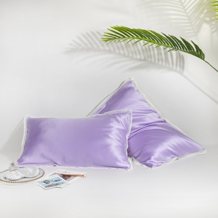 91家纺网 家纺一手货源 找家纺 雅韵诗 2023新款蕾丝花边枕套（不退换） 丁香紫48*74cm一只