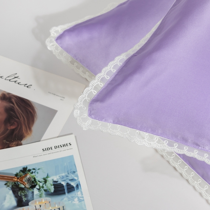 91家纺网 家纺一手货源 找家纺 雅韵诗 2023新款蕾丝花边枕套（不退换） 丁香紫48*74cm一只