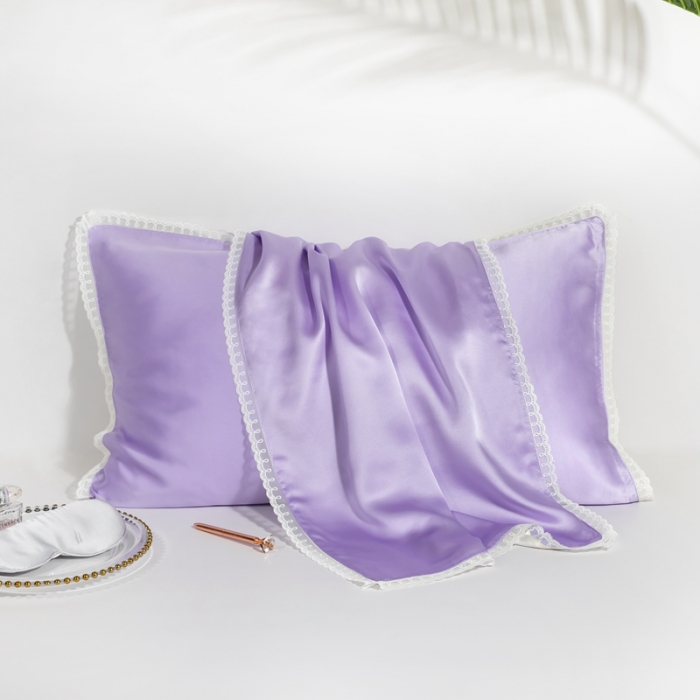 91家纺网 家纺一手货源 找家纺 雅韵诗 2023新款蕾丝花边枕套（不退换） 丁香紫48*74cm一只