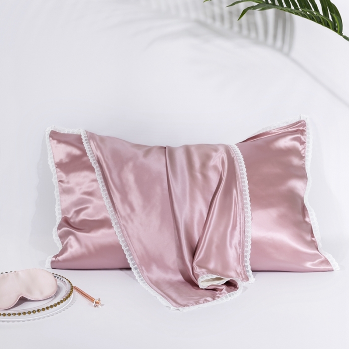 91家纺网 家纺一手货源 找家纺 雅韵诗 2023新款蕾丝花边枕套（不退换） 豆沙紫48*74cm一只