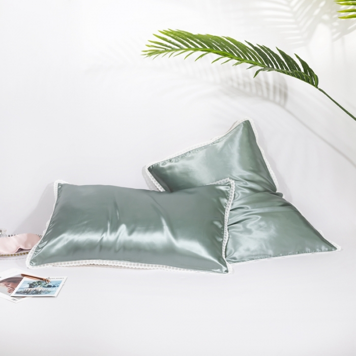 91家纺网 家纺一手货源 找家纺 雅韵诗 2023新款蕾丝花边枕套（不退换） 翡翠绿48*74cm一只