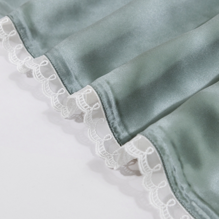 91家纺网 家纺一手货源 找家纺 雅韵诗 2023新款蕾丝花边枕套（不退换） 翡翠绿48*74cm一只