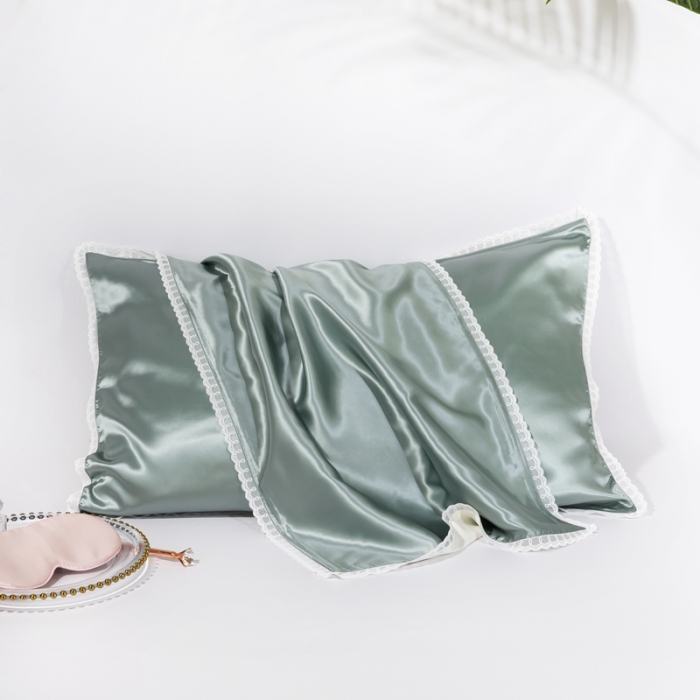 91家纺网 家纺一手货源 找家纺 雅韵诗 2023新款蕾丝花边枕套（不退换） 翡翠绿48*74cm一只
