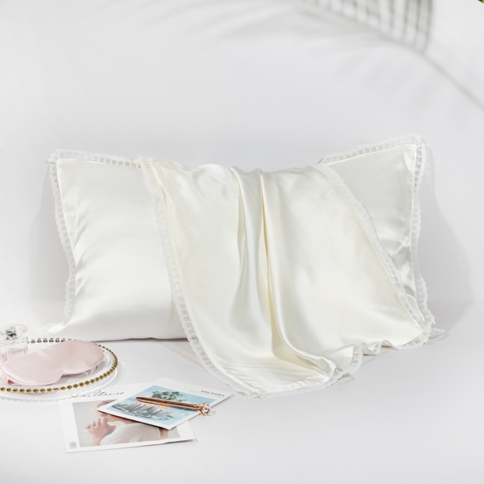 91家纺网 家纺一手货源 找家纺 雅韵诗 2023新款蕾丝花边枕套（不退换） 贵族白48*74cm一只