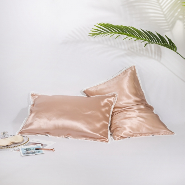 91家纺网 家纺一手货源 找家纺 雅韵诗 2023新款蕾丝花边枕套（不退换） 玫瑰金48*74cm一只