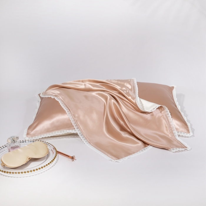 91家纺网 家纺一手货源 找家纺 雅韵诗 2023新款蕾丝花边枕套（不退换） 玫瑰金48*74cm一只