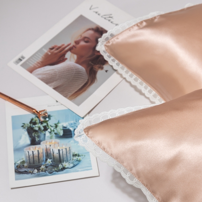 91家纺网 家纺一手货源 找家纺 雅韵诗 2023新款蕾丝花边枕套（不退换） 玫瑰金48*74cm一只