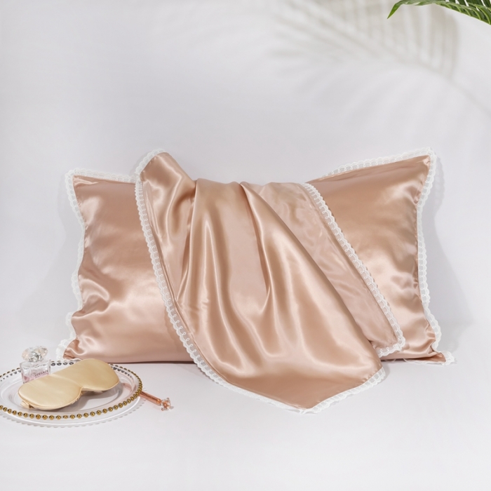 91家纺网 家纺一手货源 找家纺 雅韵诗 2023新款蕾丝花边枕套（不退换） 玫瑰金48*74cm一只