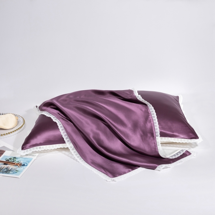 91家纺网 家纺一手货源 找家纺 雅韵诗 2023新款蕾丝花边枕套（不退换） 魅惑紫48*74cm一只